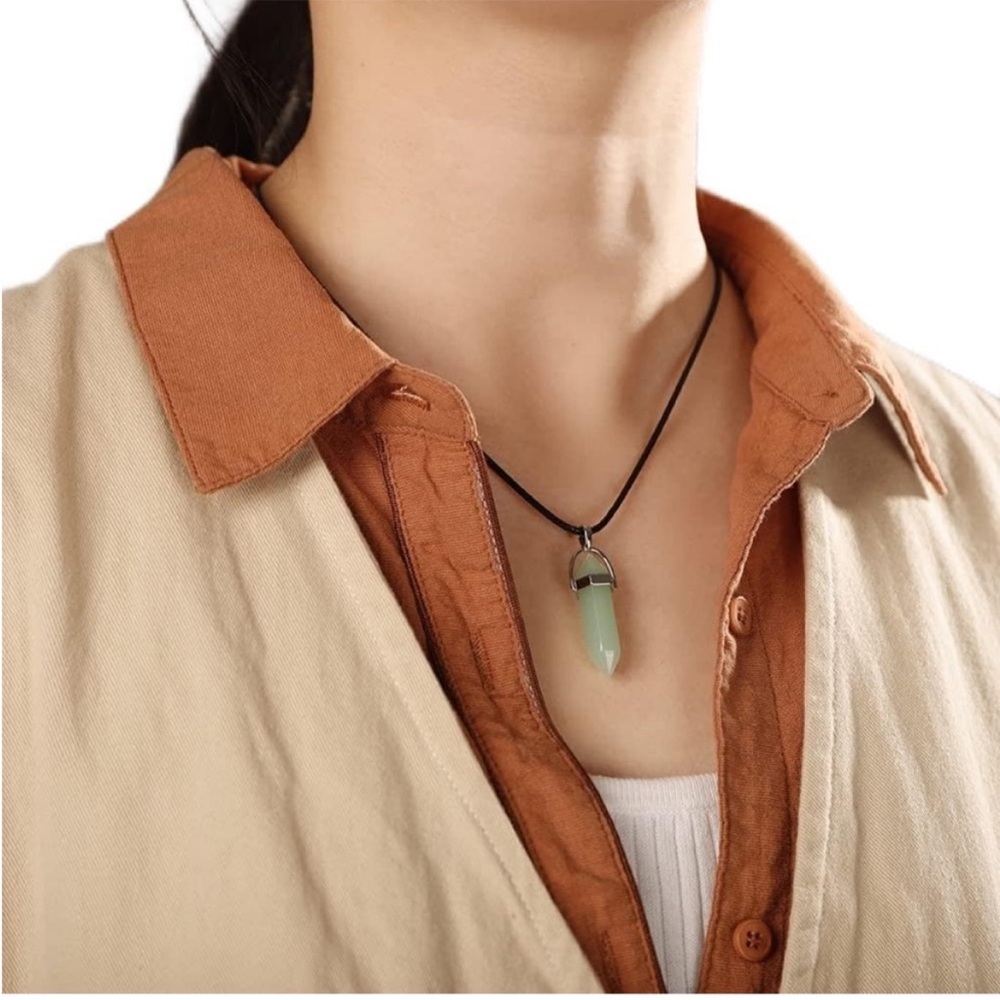 5for$10 White Green Necklace Natural Stone
Geometric Pendant Fashion Jewelry